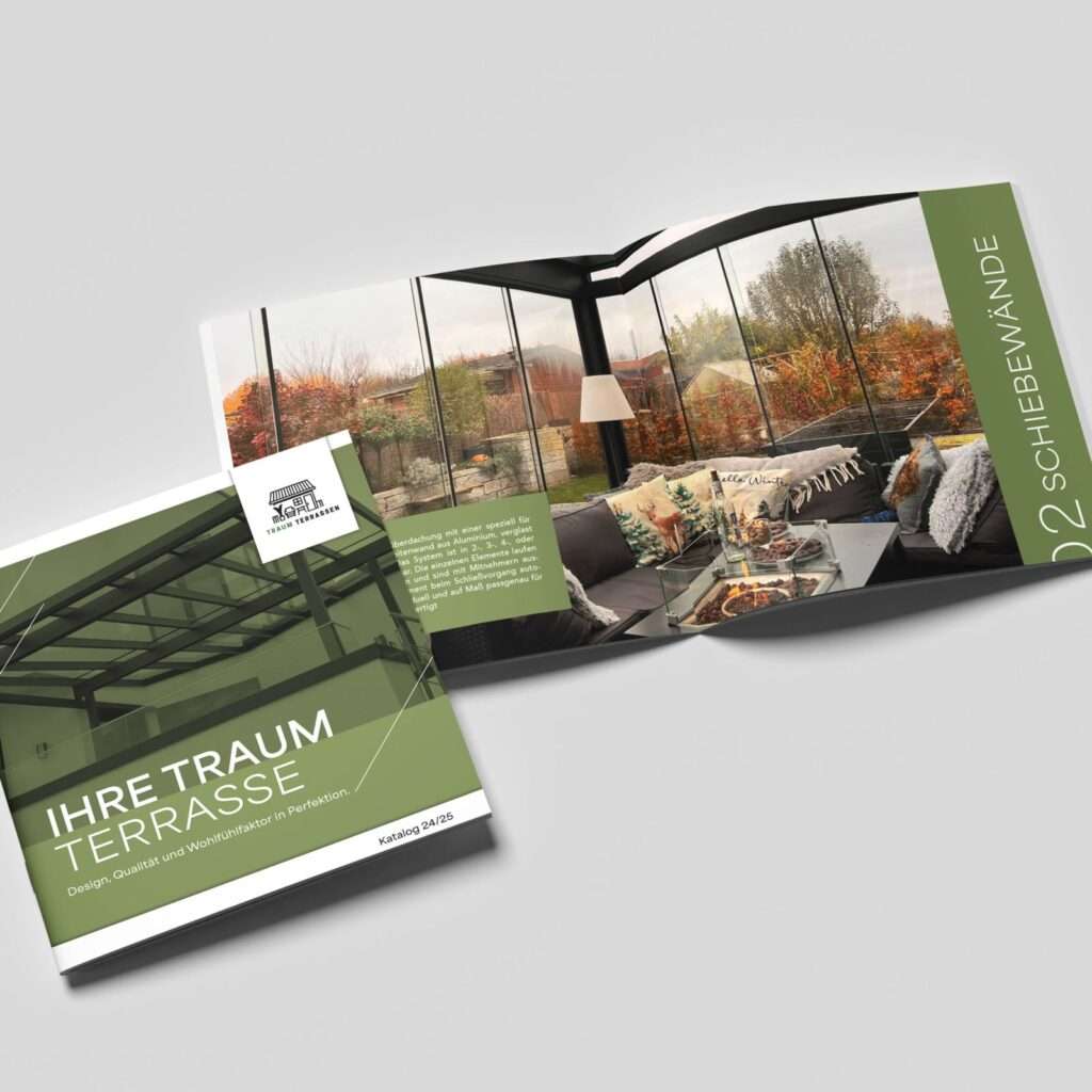Brosch&uuml;re und Katalog f&uuml;r Terrassenbau mit modernen Designs, hochwertigen Materialien und inspirierenden Outdoor-L&ouml;sungen f&uuml;r Garten und Terrasse